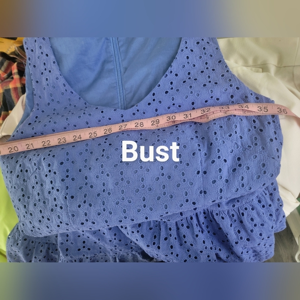 Elegant Blue Eyelet Dress - Picture 8 of 8